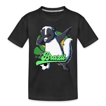 Brazil Football - Kids' Premium Organic T-Shirt - black - Front