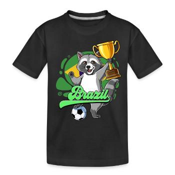 Brazil Football - Kids' Premium Organic T-Shirt - black - Front