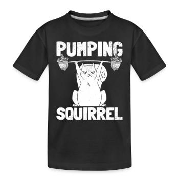 Pumping Squirrel Powerlifting Squirrel - Kids' Premium Organic T-Shirt - black - Front