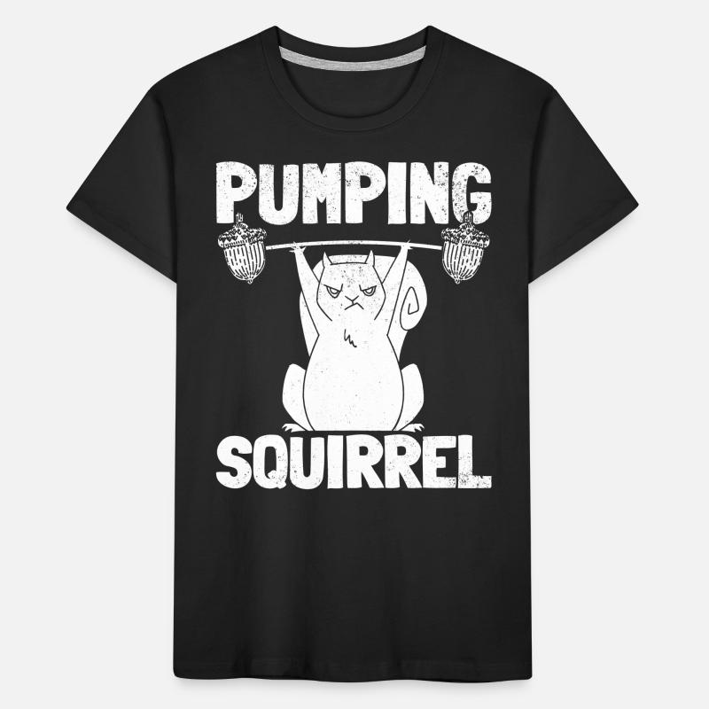 Pumpendes Eichhörnchen Powerlifting Eichhörnchen Kinder Premium Bio T-Shirt