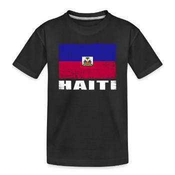 Haiti Flagge Grunge Haiti Fahne - Kinder Premium Bio T-Shirt - Schwarz - Vorne