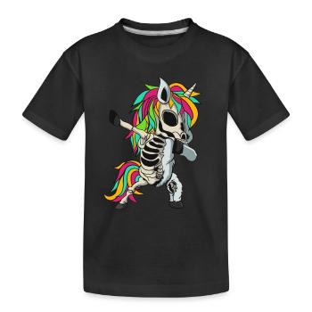 Dabbing Unicorn Skeleton Halloween - Kids' Premium Organic T-Shirt - black - Front