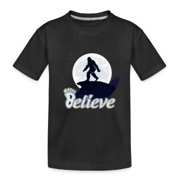 Big Foot Moon Believe - Kids' Premium Organic T-Shirt - black - Front