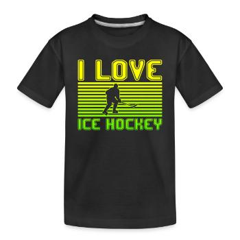 I love ice hockey - Kids' Premium Organic T-Shirt - black - Front