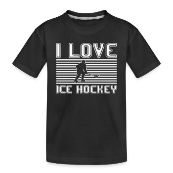 I love ice hockey - Kids' Premium Organic T-Shirt - black - Front