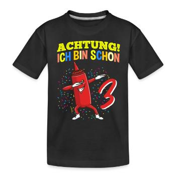 Achtung Ich Bin Schon 3 Geburtstag Ketchup - Kinder Premium Bio T-Shirt - Schwarz - Vorne