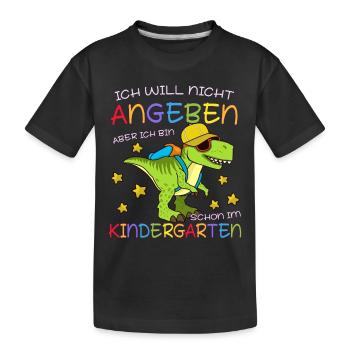 Trex Kita Anfänger Hallo Kindergarten Kita Start - Kinder Premium Bio T-Shirt - Schwarz - Vorne