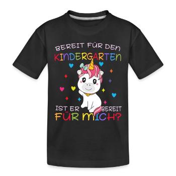 Einhorn Kita Anfänger Hallo Kindergarten Start - Kinder Premium Bio T-Shirt - Schwarz - Vorne