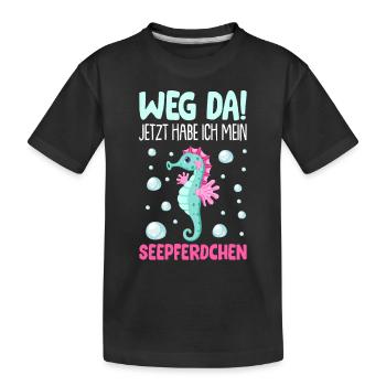 Seepferdchen Abzeichen Seepferdchen bestanden 2022 - Kinder Premium Bio T-Shirt - Schwarz - Vorne