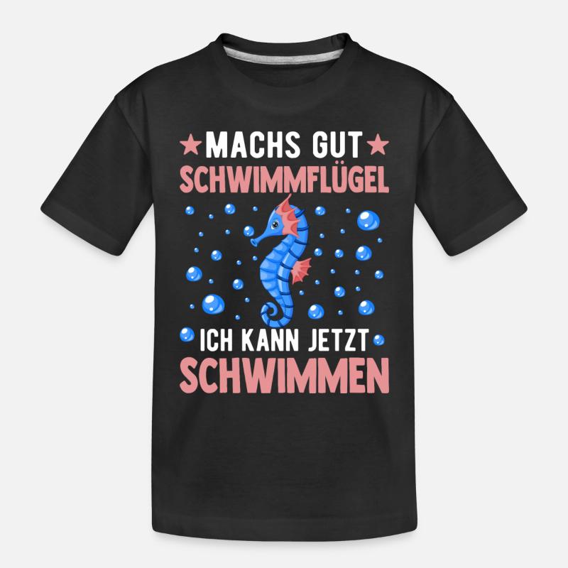 Seepferdchen Abzeichen Seepferdchen bestanden - Kinder Premium Bio T-Shirt - Schwarz