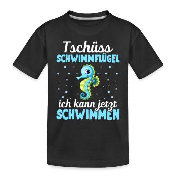 Seepferdchen Abzeichen Seepferdchen bestanden - Kinder Premium Bio T-Shirt - Schwarz - Vorne