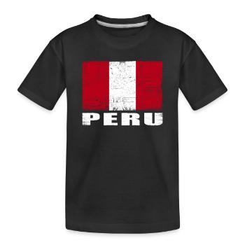 Peru Flagge Grunge Peru Fahne - Kinder Premium Bio T-Shirt - Schwarz - Vorne