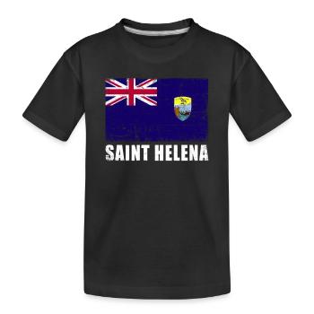 Sankt Helena Flagge Grunge Sankt Helena Fahne - Kinder Premium Bio T-Shirt - Schwarz - Vorne