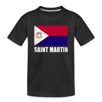 Drapeau de Saint-Martin Grunge Drapeau de Saint-Martin - T-shirt bio Premium Enfant - noir - Devant