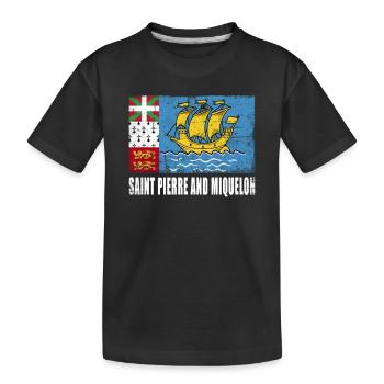 Sankt Pierre Und Miquelon Flagge - Kinder Premium Bio T-Shirt - Schwarz - Vorne