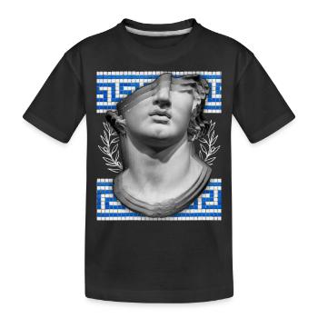 Greece, ancient sculpture, meandering pattern - Kids' Premium Organic T-Shirt - black - Front