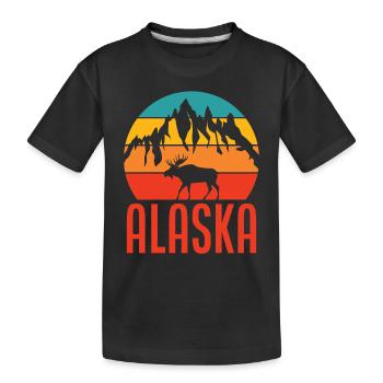 Alaska Elch Berge - Kinder Premium Bio T-Shirt - Schwarz - Vorne