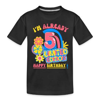 Anniversaire enfant-enfants 5 ans, fête d’anniversaire des enfants - T-shirt bio Premium Enfant - noir - Devant