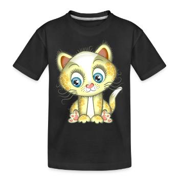 Baby Yellow Kitty Cat Cartoon - Kids' Premium Organic T-Shirt - black - Front