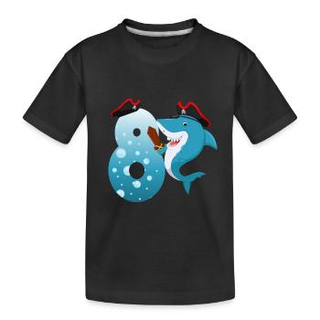 8th Children's Birthday Party Shark - Kids' Premium Organic T-Shirt - black - Front