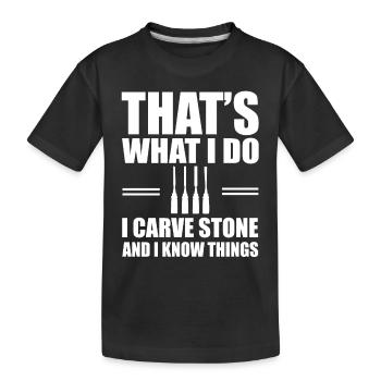 Stone carving - Kids' Premium Organic T-Shirt - black - Front