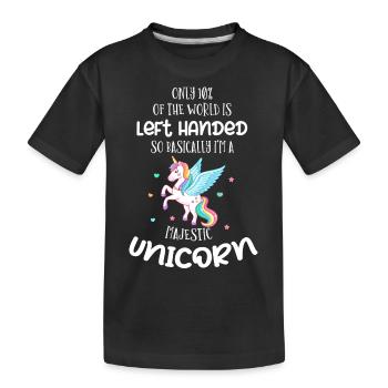 Left-handed unicorn - Kids' Premium Organic T-Shirt - black - Front