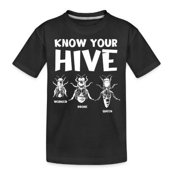 Connaissez votre ruche, apiculteur, apiculture - T-shirt bio Premium Enfant - noir - Devant