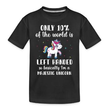 Left-handed unicorn - Kids' Premium Organic T-Shirt - black - Front