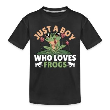 Juste un garçon qui aime les grenouilles Frog Lover - T-shirt bio Premium Enfant - noir - Devant