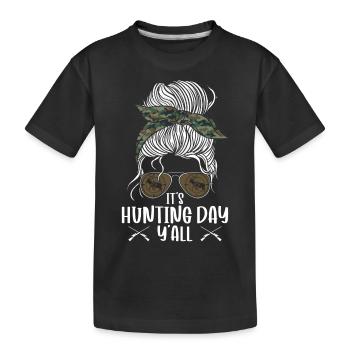 Deer Hunting Hunter Girl - Kids' Premium Organic T-Shirt - black - Front