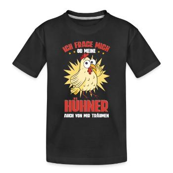 Huhn Hühner - Kinder Premium Bio T-Shirt - Schwarz - Vorne