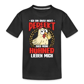 Huhn Hühner - Kinder Premium Bio T-Shirt - Schwarz - Vorne