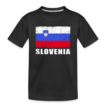 Slowenien Flagge Grunge Slowenien Fahne - Kinder Premium Bio T-Shirt - Schwarz - Vorne