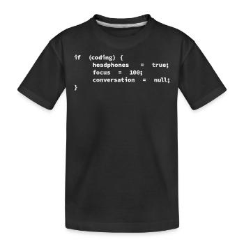 Headphones, encoders, programmers coding - Kids' Premium Organic T-Shirt - black - Front