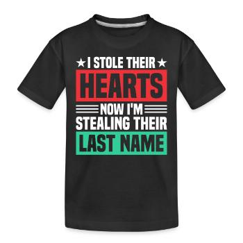 Adoptiert Adoptien Pflegevater Pflegemutter - Kinder Premium Bio T-Shirt - Schwarz - Vorne