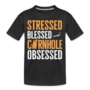 Cornhole Player, Cornhole - Kids' Premium Organic T-Shirt - black - Front