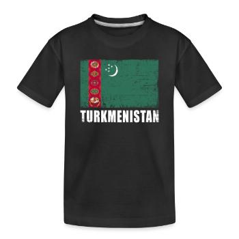 Turkmenistan Flagge Grunge Turkmenistan Fahne - Kinder Premium Bio T-Shirt - Schwarz - Vorne