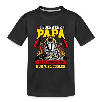 Feuerwehr Papa Feuerwehrmann - Kinder Premium Bio T-Shirt - Schwarz - Vorne