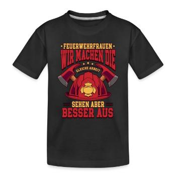 Feuerwehrfrauen Feuerwehrfrau - Kinder Premium Bio T-Shirt - Schwarz - Vorne