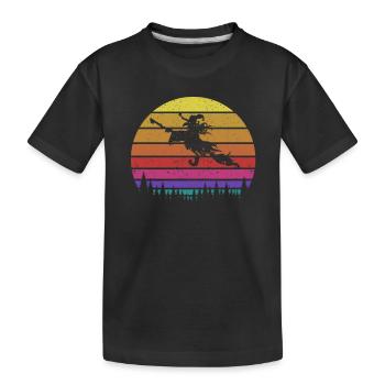 Balai Flying Witch Air Drôle de sorcières d’Halloween - T-shirt bio Premium Enfant - noir - Devant