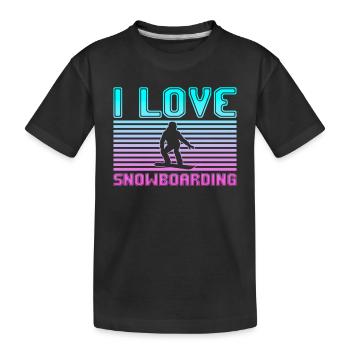 I love snowboarding - Kinder Premium Bio T-Shirt - Schwarz - Vorne