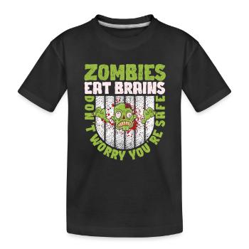 Halloween Zombie Zombies Eat Brains None - Kids' Premium Organic T-Shirt - black - Front