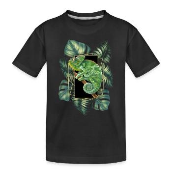 Caméléon voilé Jungle Motif Caméléon Tropical - T-shirt bio Premium Enfant - noir - Devant