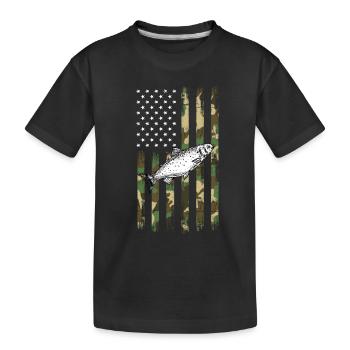 Pêche au saumon aux États-Unis - T-shirt bio Premium Enfant - noir - Devant