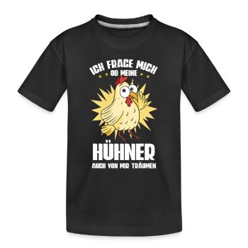 Huhn Hühner - Kinder Premium Bio T-Shirt - Schwarz - Vorne