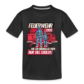 Feuerwehr Papa Feuerwehrmann - Kinder Premium Bio T-Shirt - Schwarz - Vorne
