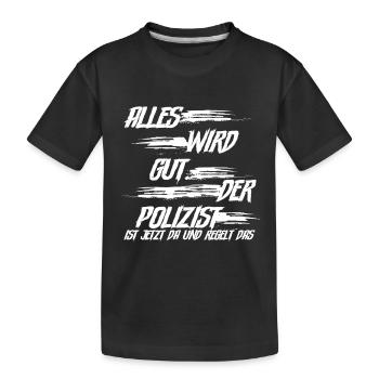 Polizist Polizei - Kinder Premium Bio T-Shirt - Schwarz - Vorne