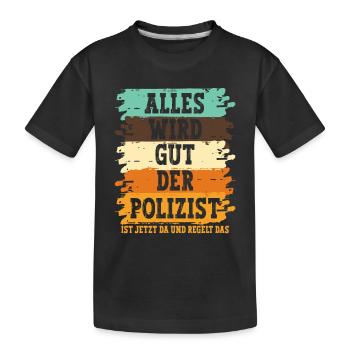 Polizist Polizei - Kinder Premium Bio T-Shirt - Schwarz - Vorne