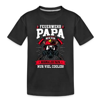 Feuerwehr Papa Feuerwehrmann - Kinder Premium Bio T-Shirt - Schwarz - Vorne