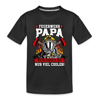 Feuerwehr Papa Feuerwehrmann - Kinder Premium Bio T-Shirt - Schwarz - Vorne